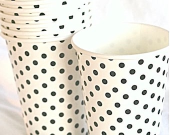 10 Party Cups Black and White mini dot--Birthday parties---10ct