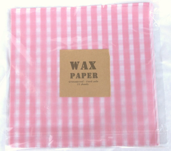 25 Pink Gingham WAX PAPER sheets-Pink Lemonade party shop EXCLUSIVE-basket liners-food safe Il_570xn