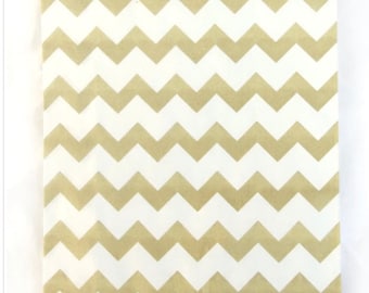 MeDiUM SiZe Metallic Gold Chevron PaPER BAGs----party favors--gifts-20ct