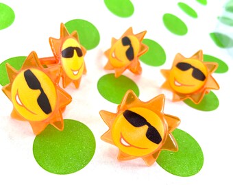 Sunny face  cupcake rings cake decorations -12ct