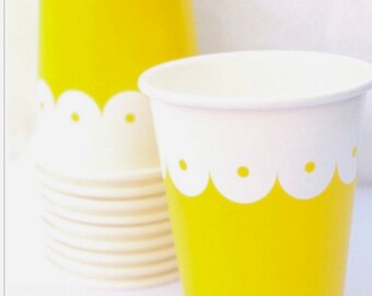 Party Cups Yellow Scallop--Birthday parties---10ct