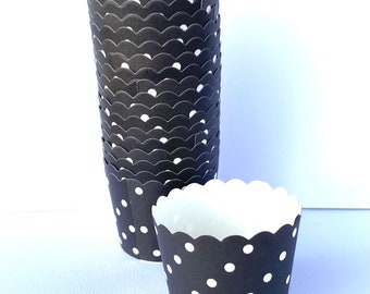Black dot Nut/Candy/Baking Cups-25ct--Parties--cupcakes-gumballs-snacks