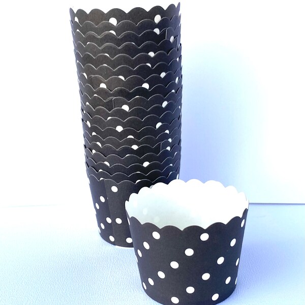 Black dot Nut/Candy/Baking Cups-25ct--Parties--cupcakes-gumballs-snacks