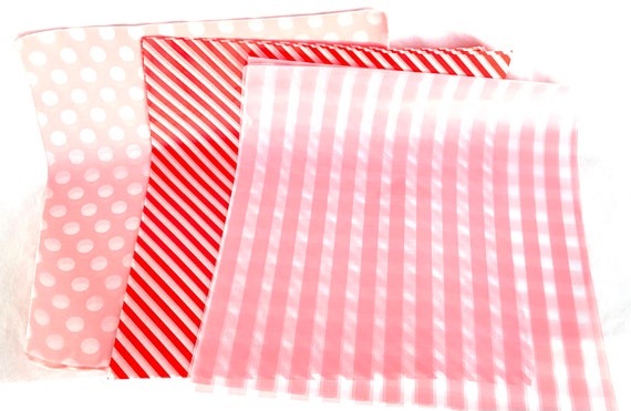 12 Valentine Mix WAX PAPER Sheets Pink Dot , Pink Gingham and Red  Stripe-pink Lemonade Party Shop Exclusive-basket Liners-food Safe 