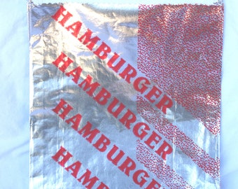 ReTRo HAMBURGER  BaGs-Foil--50 CT---Birthday Parties--Sports theme--circus--Baseball--Cookout--50ct