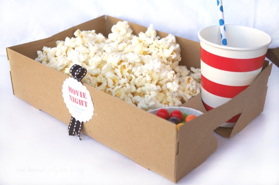 FooD TRaY with DRinK HoLDERS--set of 10-Brown Kraft-MoViE NIght--Parties--Superbowl-PicNics-- Il_570xn