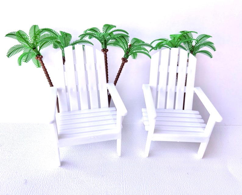 Beach Chair Cupcake or Cake Topper Kit With Palm Trees 5 Pc Etsy