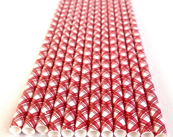 Red Gingham--Paper  Straws---25ct