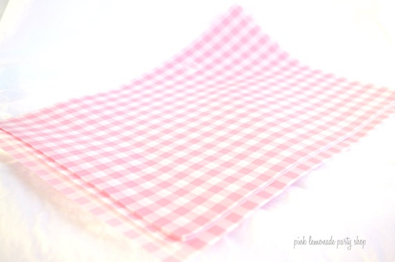 Pink Gingham Wax PaPER-BeRRY BaSKET LiNERS-sandwich-krafts- Birthday Parties, Showers, Weddings-12ct Il_570xn