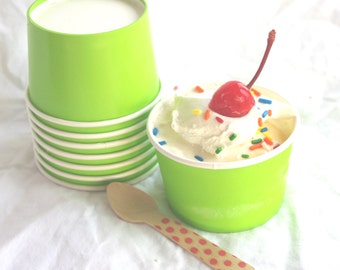 20 Little Green Ice Cream Cups-4oz-Party Favors-Ice Cream-Showers-Weddings-20ct