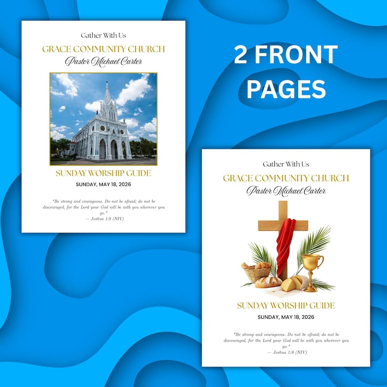 Sunday Program Bulletin Church Bulletin Program Template, Church Announcement Bifold Brochure ...