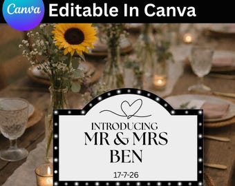 Plantilla de Canva para letrero personalizado de servicio de botellas para bodas, entrada de carpa para recepción de boda, letrero de bar editable, decoración de recepción, descarga digital.