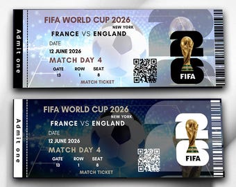 Entrada personalizable para el Mundial 2026, cupón de cumpleaños editable (descarga digital)