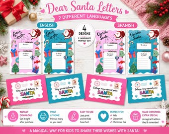 Carta personalizada a Papá Noel, plantilla de carta navideña, lista editable de niños buenos para Papá Noel, lista de deseos navideños, certificado de Papá Noel