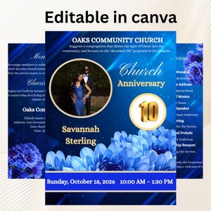Pastor Anniversary Church Program, Pastor Appreciation Program, 11x17 Bifold Brochure, Pastoral Anniversary Template, Religious Event