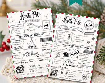Christmas Shipping Label, Santa Mail Editable Template, Printable Christmas Gift Tags, Kids' Gift Labels, Shipping Sticker, Instant Download
