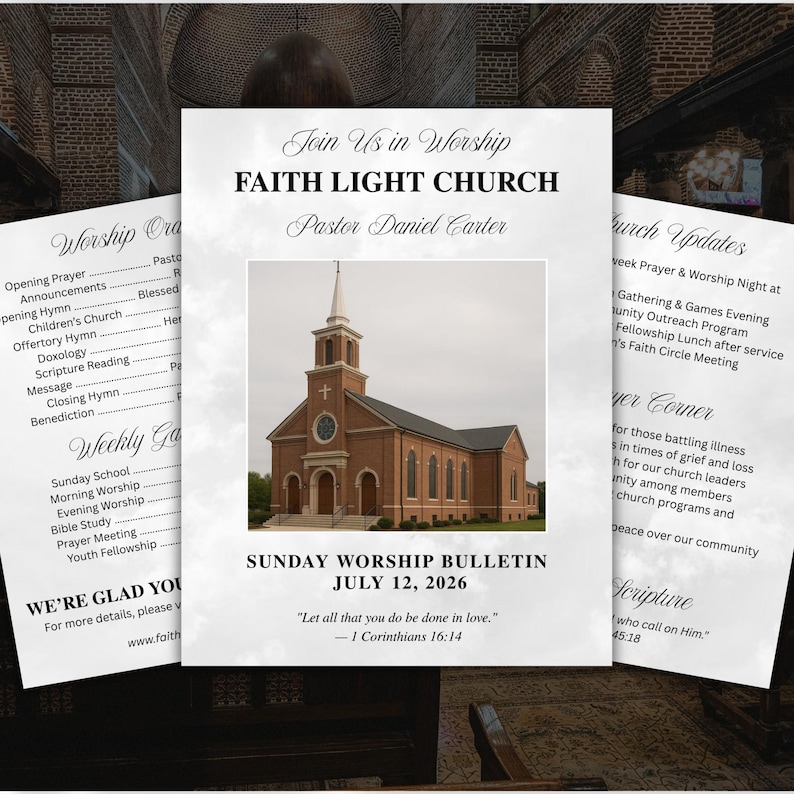 Sunday Program Bulletin Editable Church Bulletin Program, Church Bifold Pastor Appreciation ...