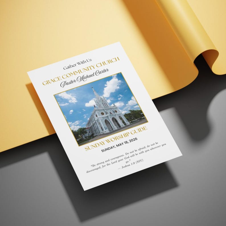 Sunday Program Bulletin Church Bulletin Program Template, Church Announcement Bifold Brochure ...