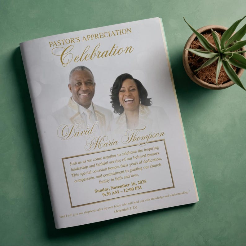 Church Appreciation Program White Church Anniversary Program Template, Editable Canva Bifold 8.5x11 ...