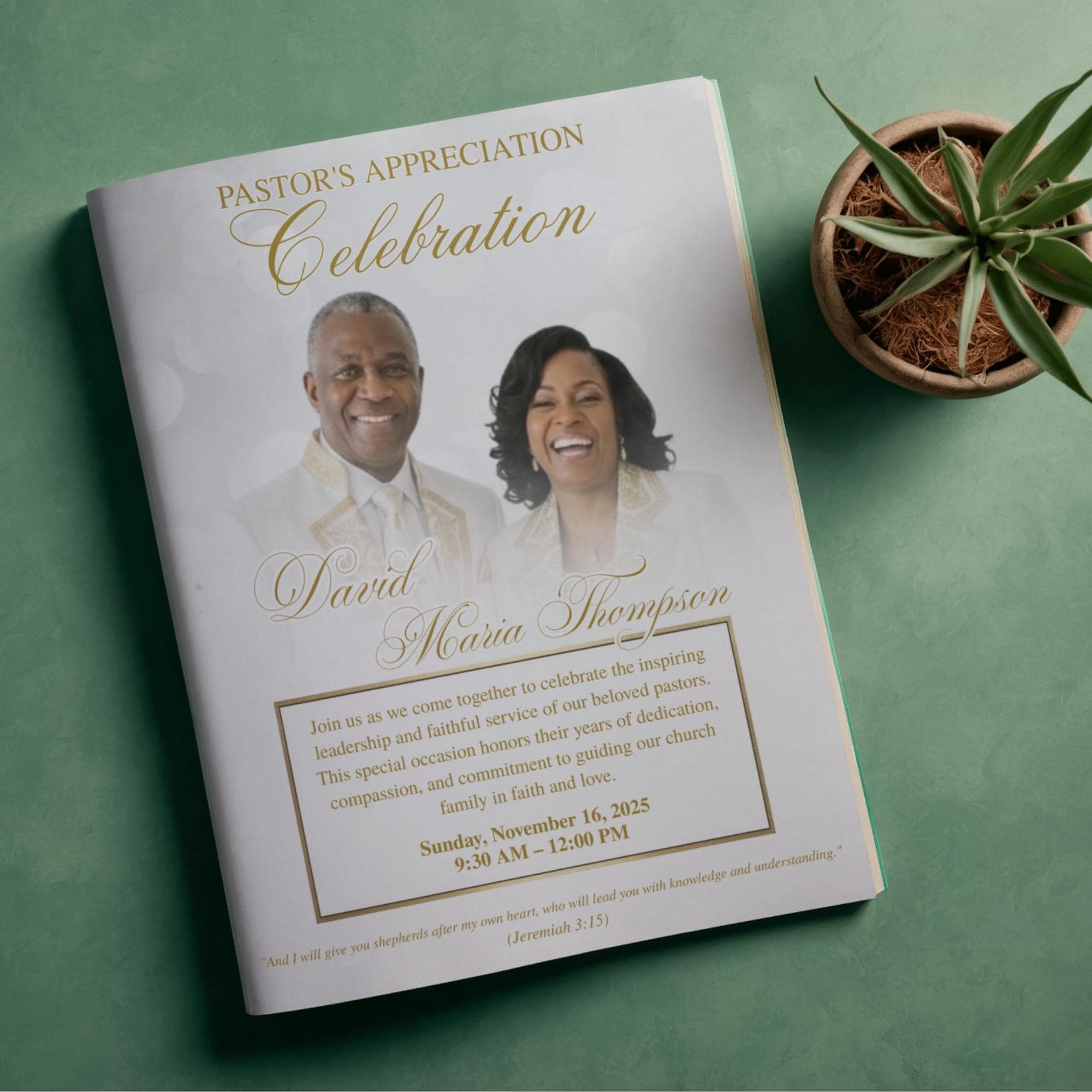 White Church Anniversary Program Template, Editable Canva Bifold 8.5x11 ...