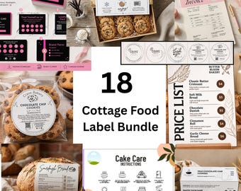 Etiquetas editables para alimentos caseros, paquete de plantillas de Canva, etiquetas para la ley de producción artesanal, pegatinas para envases, letrero con código QR, lista de precios, tarjetas de fidelización