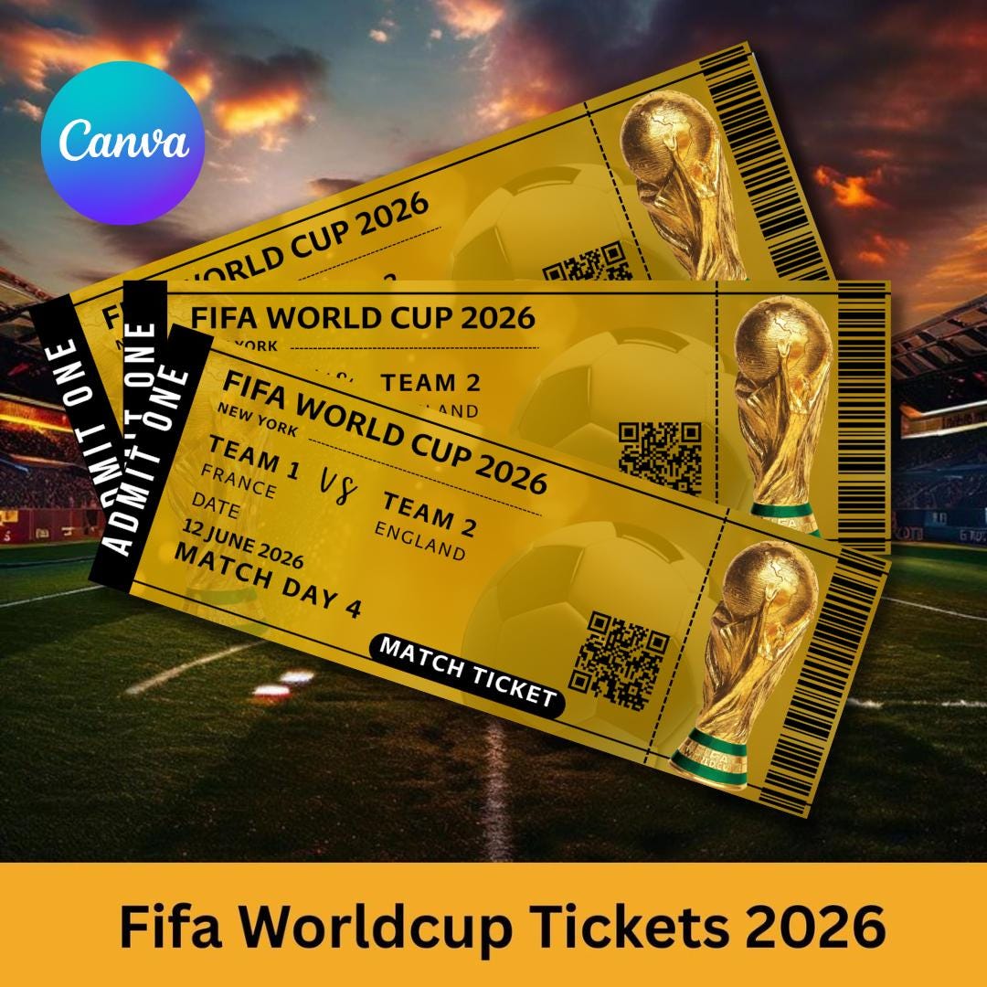 Customizable World Cup 2026 Ticket, Editable Birthday Ticket