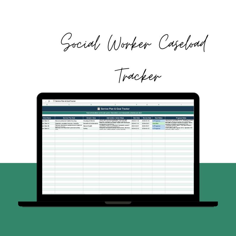 Social Worker Caseload Tracker | Excel Google Sheets Template (digital ...
