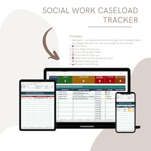 Social Worker Caseload Tracker | Excel Google Sheets Template (Digital Download)