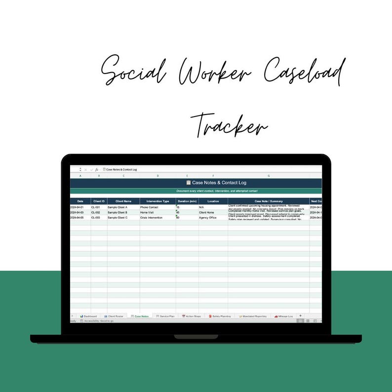 Social Worker Caseload Tracker | Excel Google Sheets Template (digital ...
