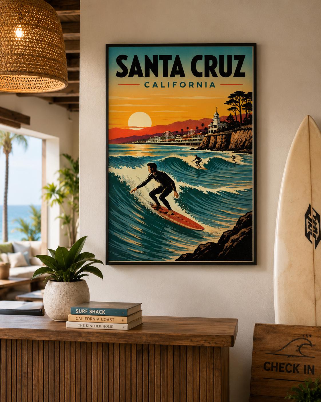 Vintage California Surf Poster - Etsy