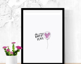 this is my happy place watercolor print in pink