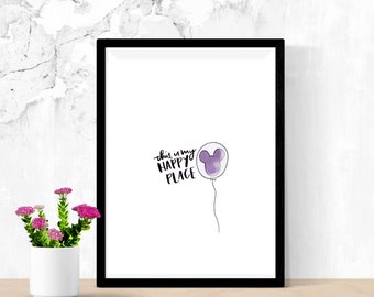 this is my happy place watercolor print in purple