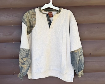 Outdoor Ace Outfitter Henley Sweatshirt Mens XL Real Tree Camo Shooting Pad
