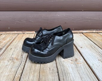 Classified Platform Oxfords Zwart Chunky Lug Sole Lace Up Goth Shoes Maat 8-8.5