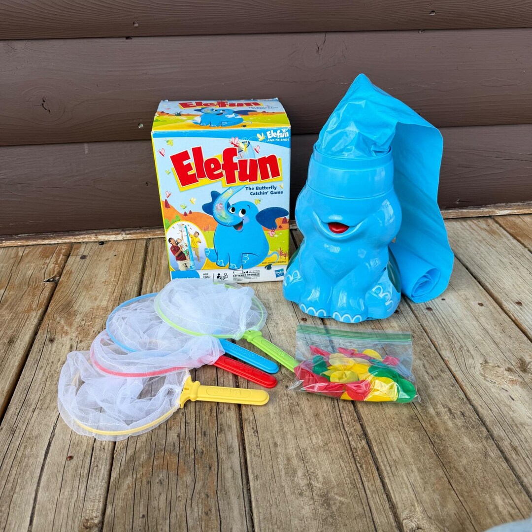 Hasbro Elefun Butterfly Catching Game Kids Blue Vintage 2002 Motorized ...