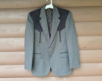 VTG Circle S westernblazer 40R heren grijs zwart juk cowboy sportjas