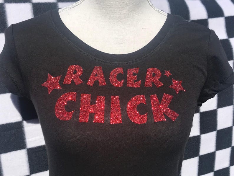 Women's Hot Rod Drag Racing Racer Chick SPARKLE Shirt ** Dragstrip Girl ...