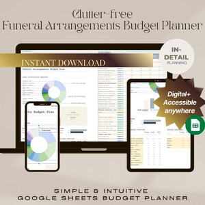 Planificador de presupuesto para funerales: Seguimiento de gastos al final de la vida + Panel de control (Hojas de cálculo de Google)