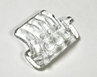 Mid-century Swedish Viking Ship Crystal Glass Paperweight