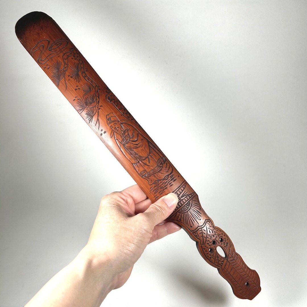 Vintage Carved Chinese Bamboo Page Turner Wrist Rest Paperweight ...