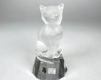 WMF Small Crystal Glass Frosted Kitten Cat Figurine #A2