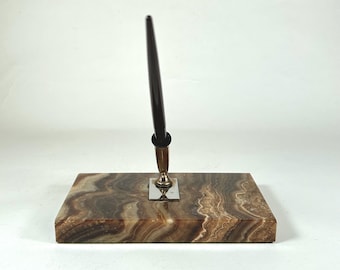 Vintage Brown and Tan Agate Sheaffer's Single Pen Stand #A1