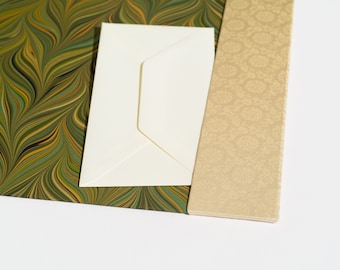 Handmade Desk Blotter / Desk Pad - Green Feathers