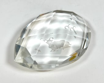 Aries Astrological Sign Faceted Teardrop Shape Crystal Glass Paperweight