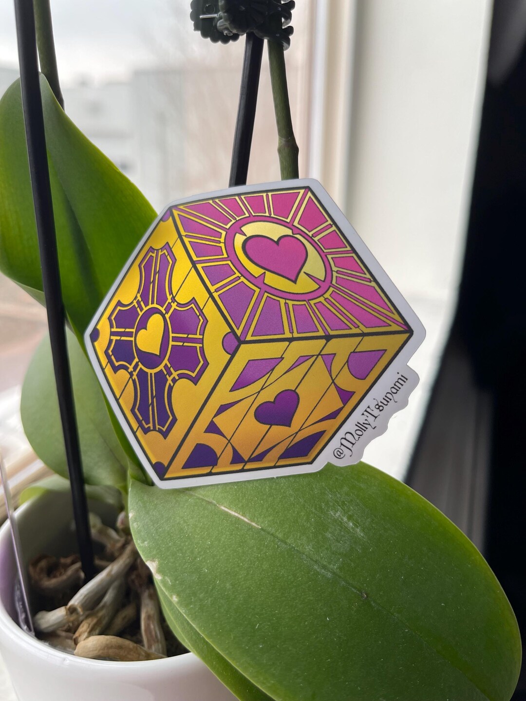 Hellraiser Lamentation Configuration Sticker, Metallic Gold Ombre Heart ...