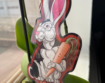 Bunnicula vampire rabbit sticker, book fan art, detective rabbit white and black bunny