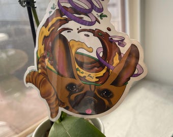 Frenchie Onion Soup sticker, funny French bulldog, pet gift