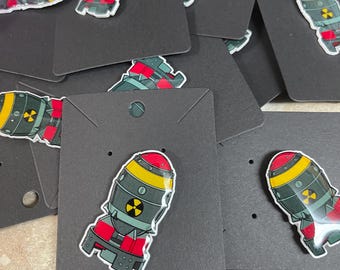 Atom bomb pin, mini nuke fallout wasteland flair, nuclear