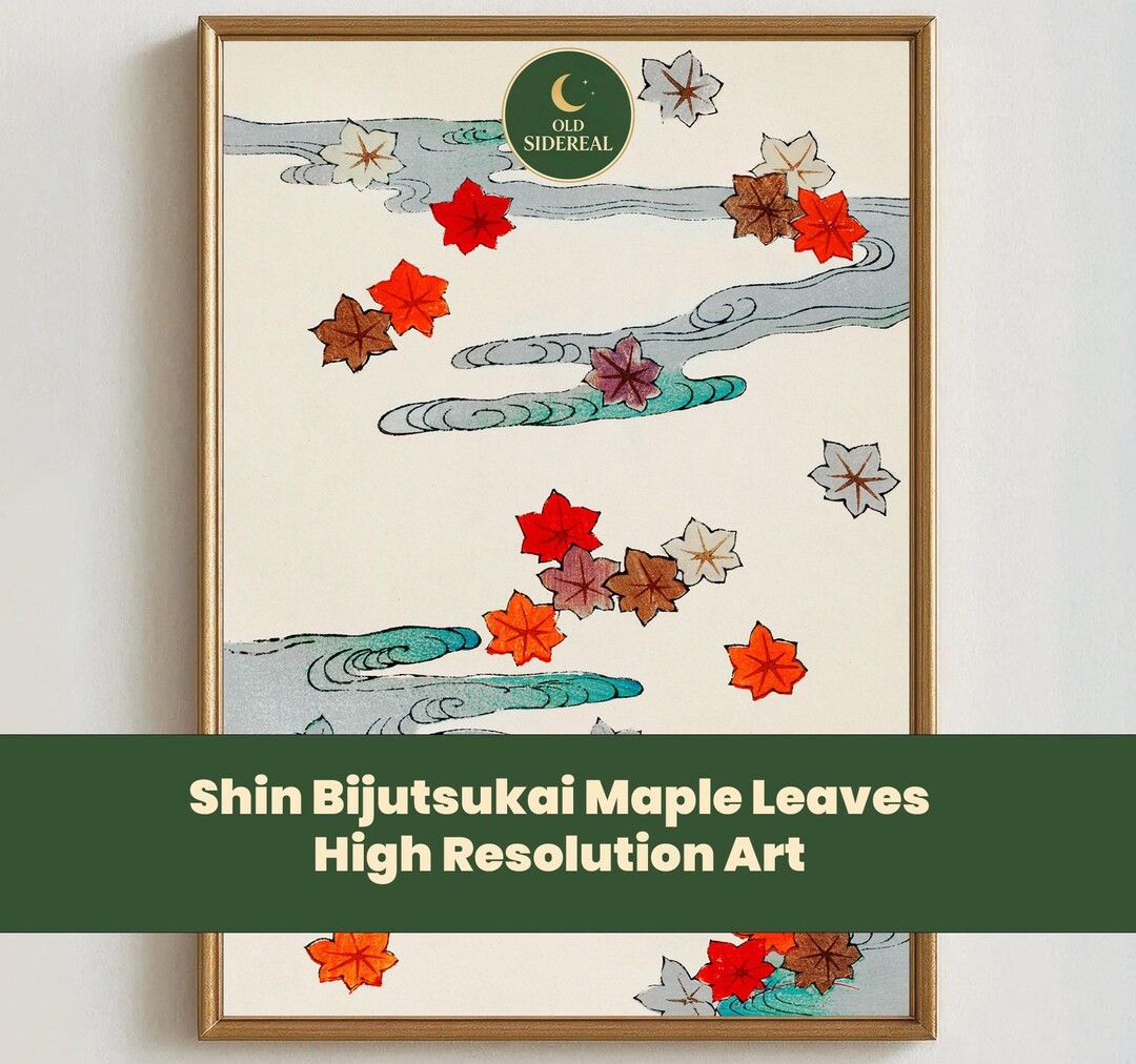 Shin Bijutsukai Japanese Maple Leaves Print, Vintage Art Nouveau Japan ...
