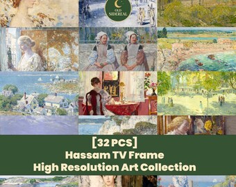 32 Childe Hassam Impressionist Art Bundle, Vintage Landscape & Portrait Paintings, TV Frame Art, Printable Wall Art Set (Digital Download)